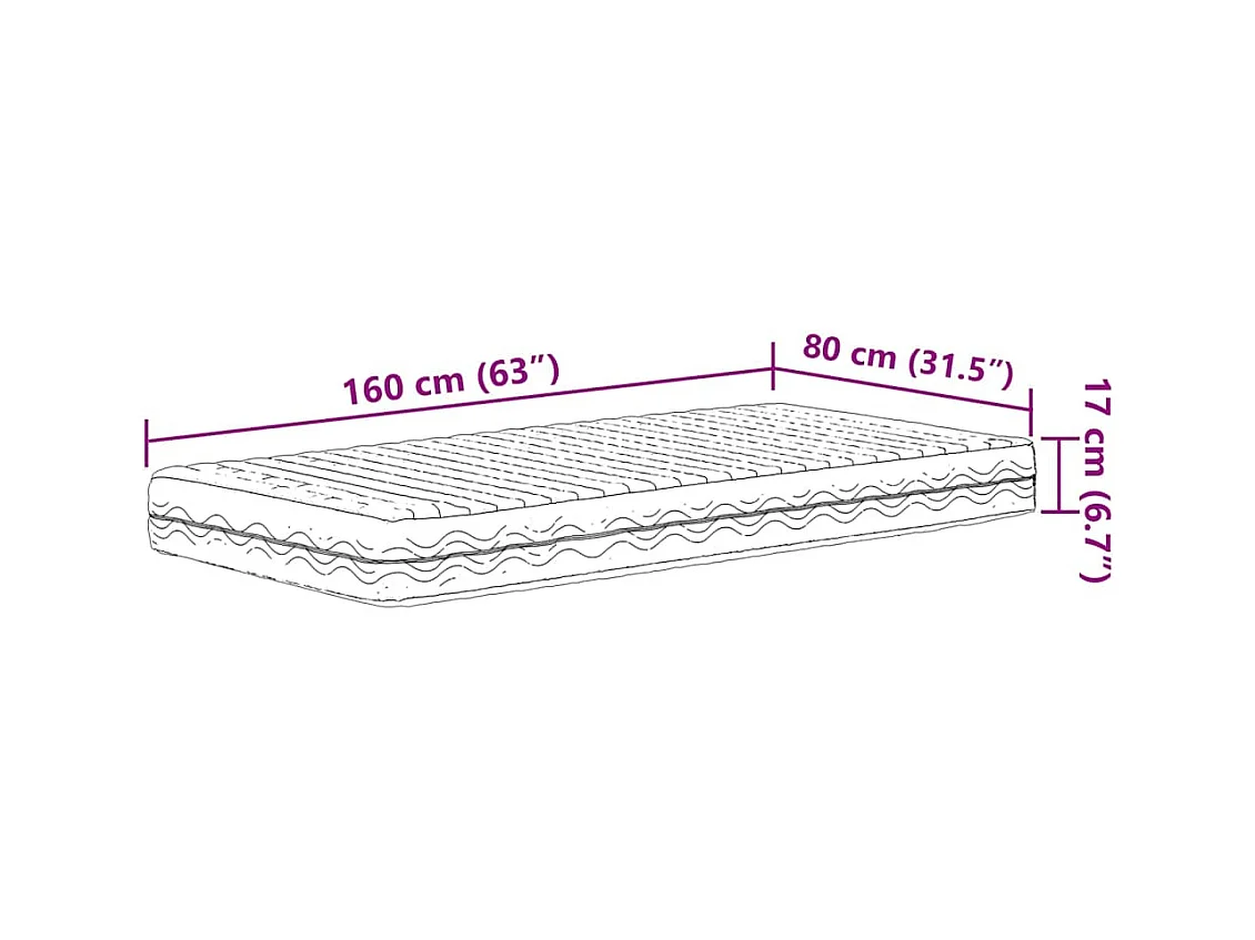 Matelas en mousse pour enfants blanc 80x160 cm dureté H2 H3