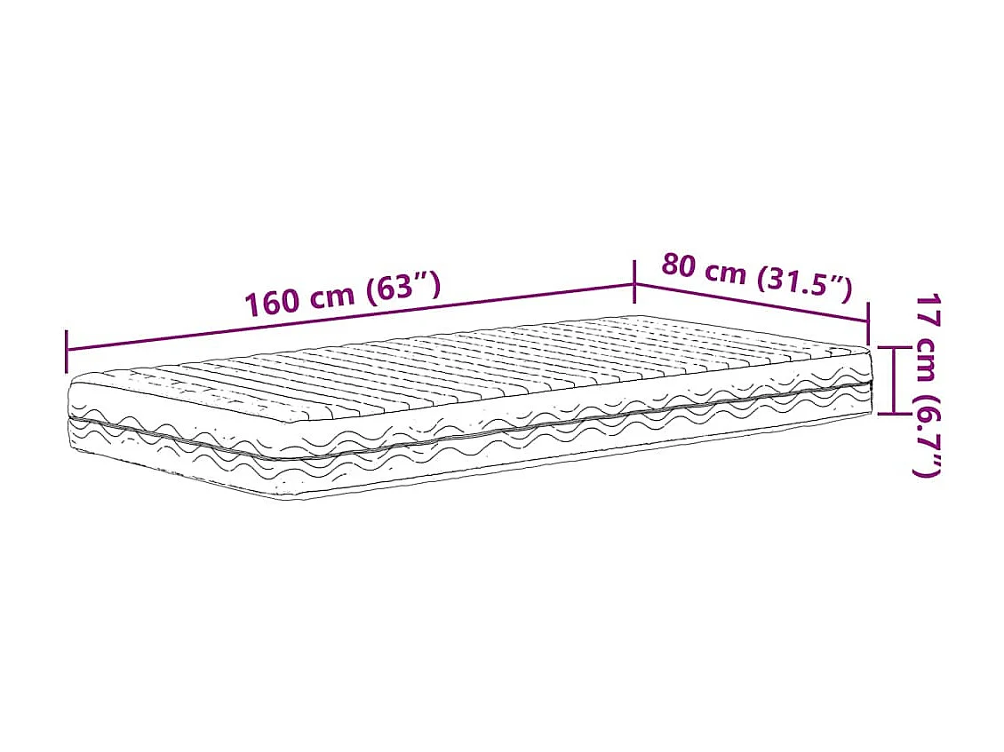 Matelas en mousse pour enfants blanc 80x160 cm dureté H2 H3