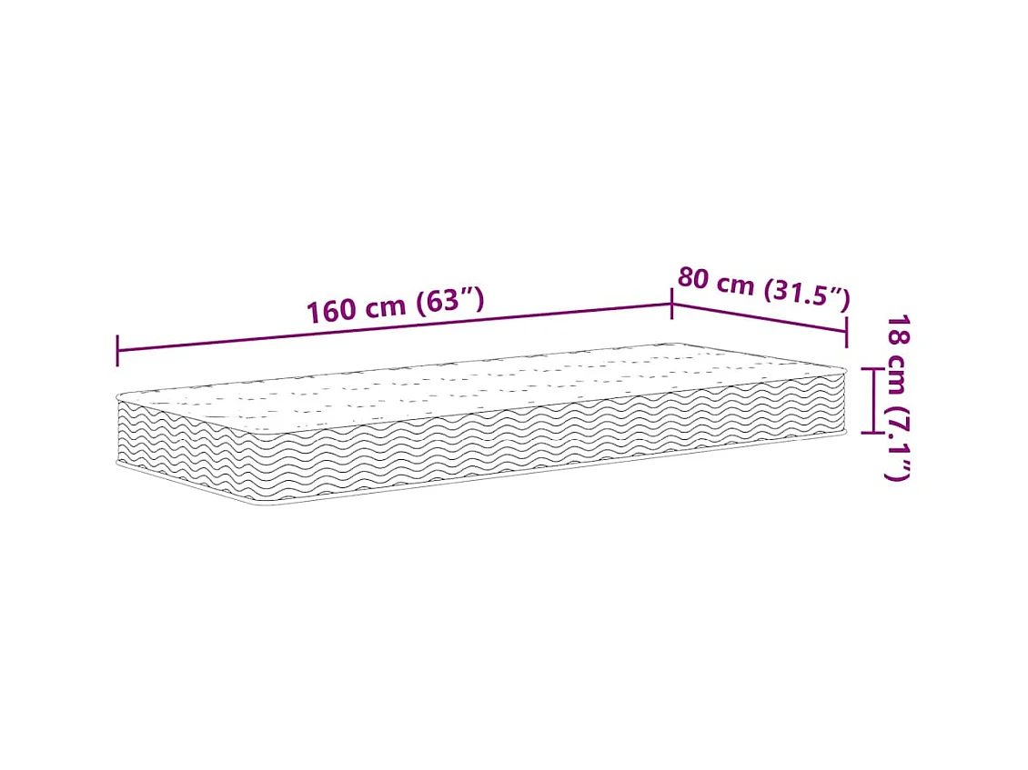 Matelas à ressorts Bonnell pour enfants moyen 80x160 cm