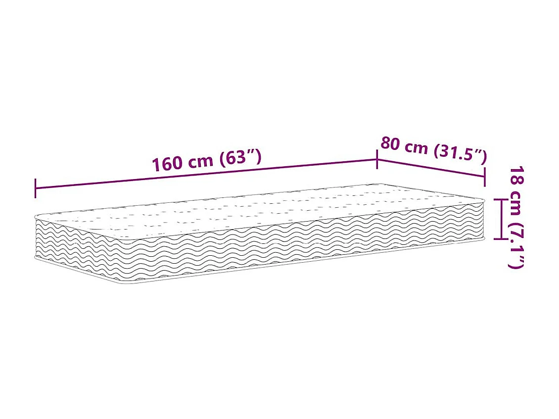 Matelas à ressorts Bonnell pour enfants moyen 80x160 cm