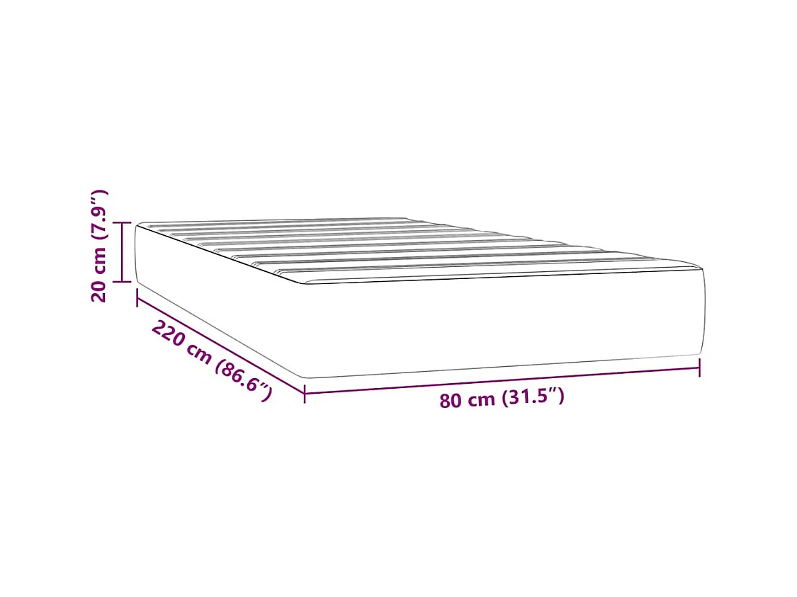 Matelas de lit à ressorts ensachés 80x220x20 cm velours