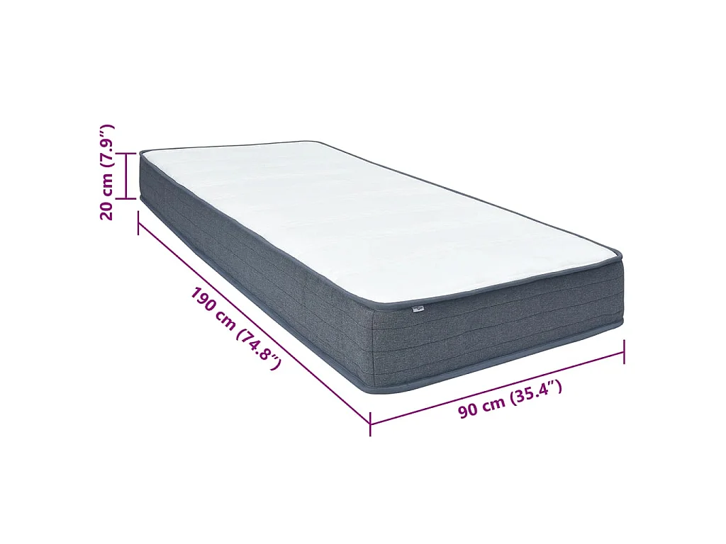 Boxspringmatratze 90x190x20 cm Mittelweich Stoff