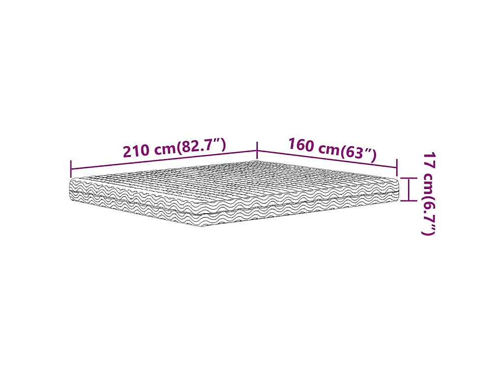 Matelas en mousse blanc 160x210 cm dureté H2 H3