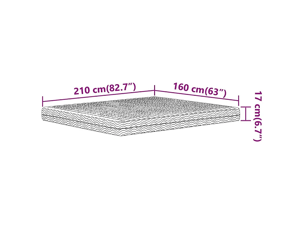 Matelas en mousse blanc 160x210 cm dureté H2 H3
