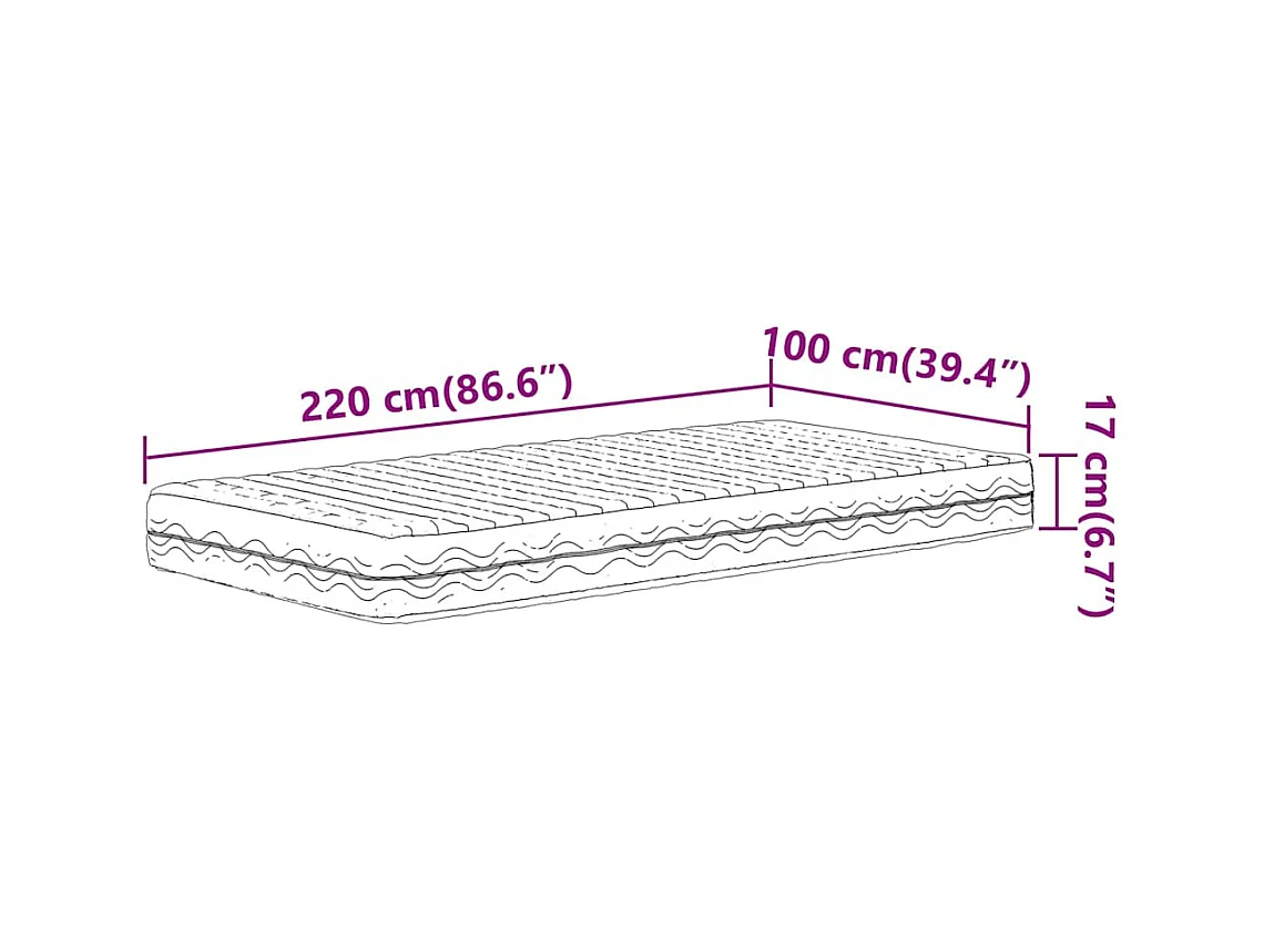 Matelas en mousse blanc 100x220 cm dureté H2 H3