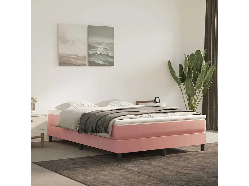 Matelas de lit à ressorts ensachés rose 140x220x20 cm velours
