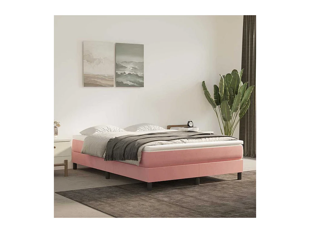 Matelas de lit à ressorts ensachés rose 140x220x20 cm velours