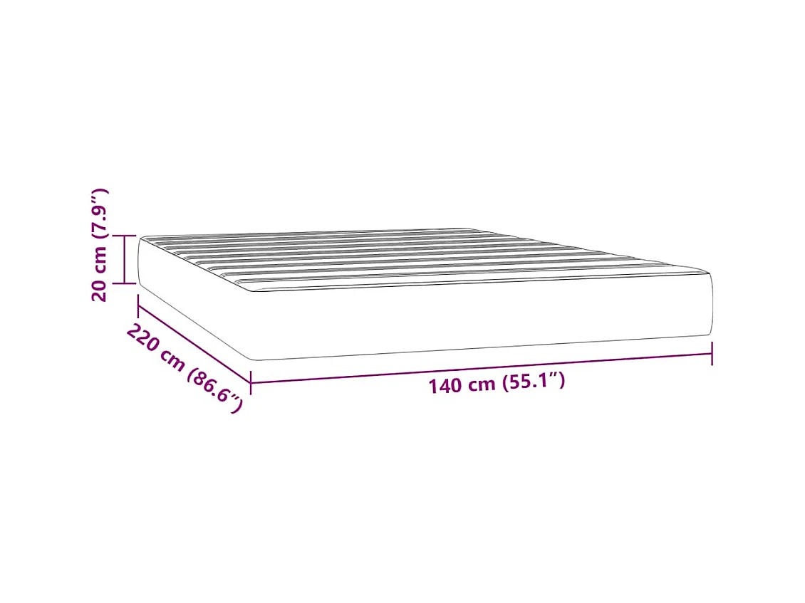 Matelas de lit à ressorts ensachés rose 140x220x20 cm velours