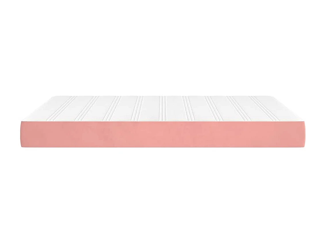 Matelas de lit à ressorts ensachés fermeté moyenne rose 140x220x20 cm velours