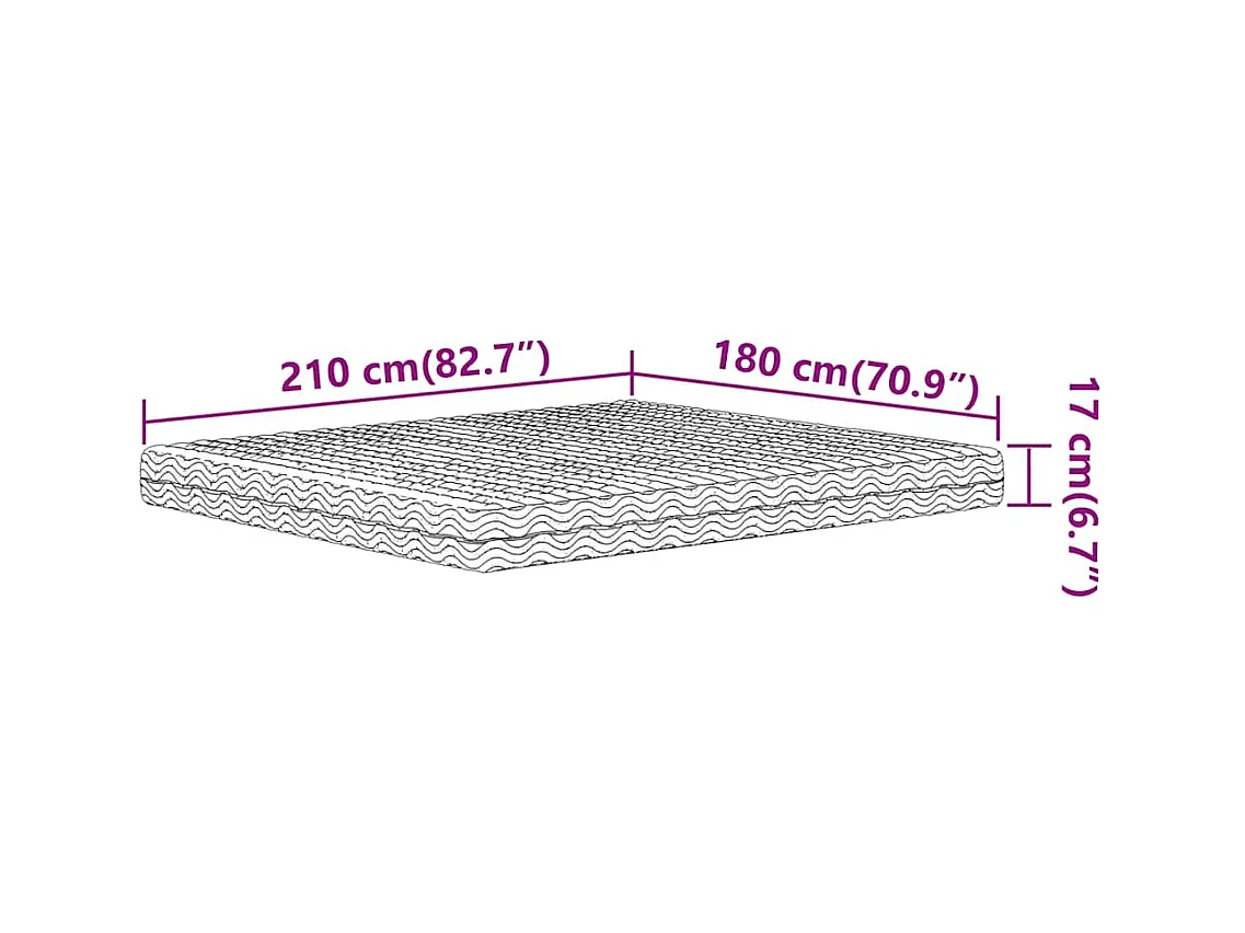 Matelas en mousse blanc 180x210 cm dureté H2 H3