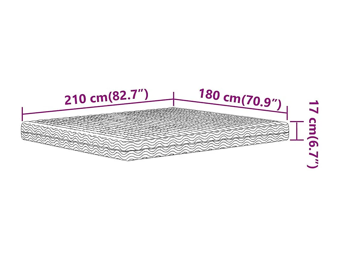 Matelas en mousse blanc 180x210 cm dureté H2 H3