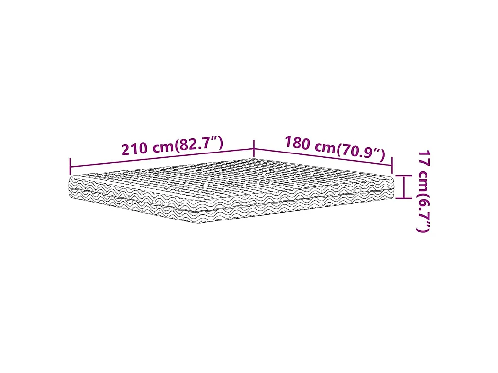 Matelas en mousse blanc 180x210 cm dureté H2 H3