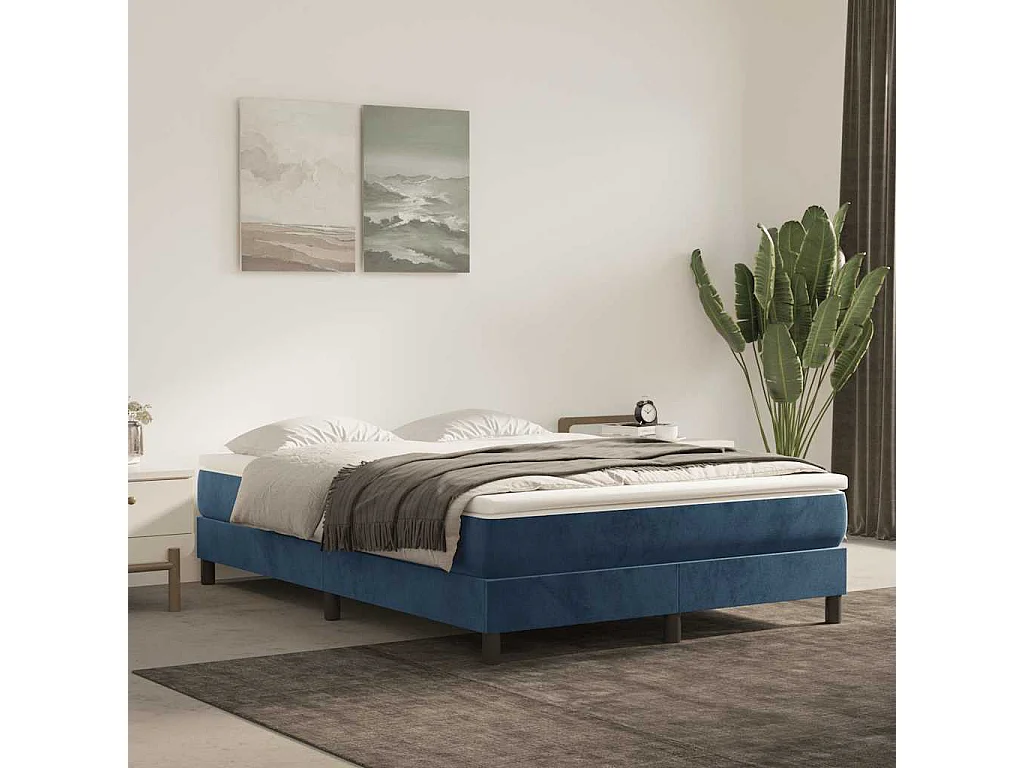 Pocketveringmatras medium 140x220x20 cm fluweel donkerblauw