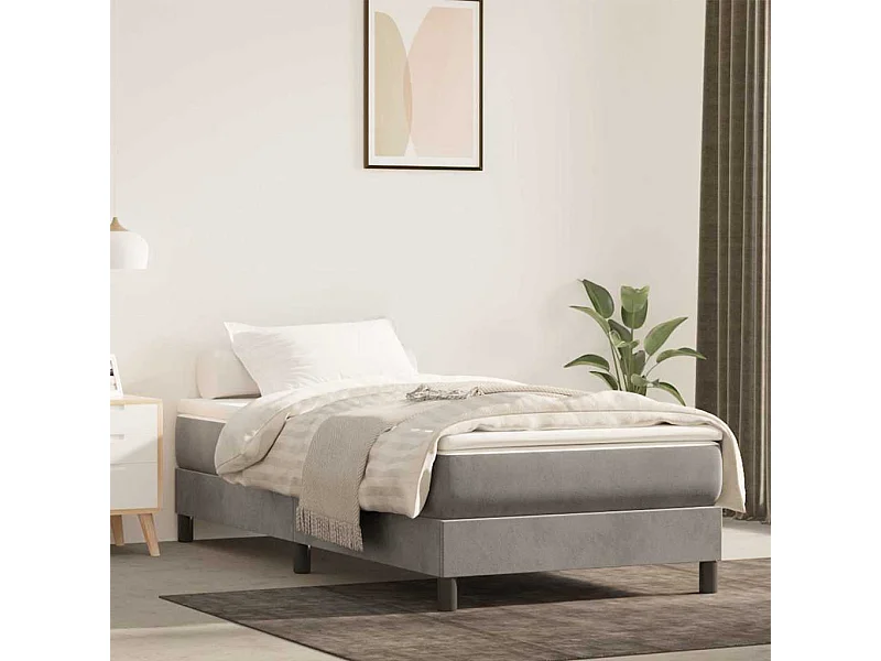 Pocketveringmatras 90x220x20 cm fluweel lichtgrijs