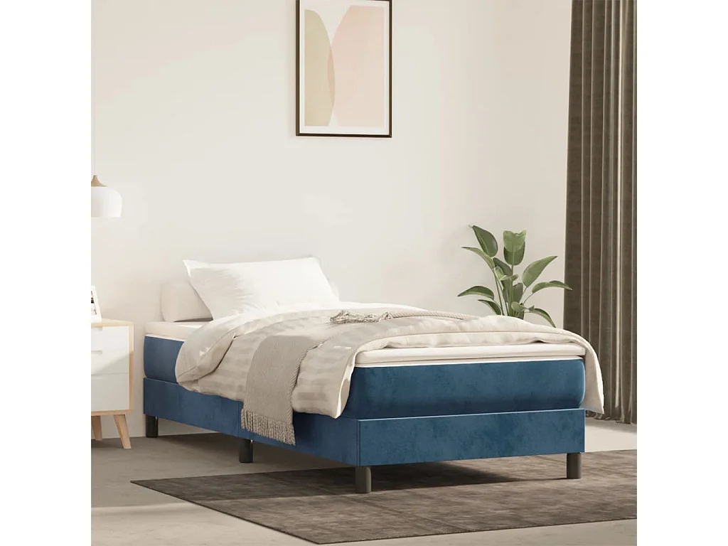 Matelas de lit à ressorts ensachés fermeté moyenne bleu foncé 120x190x20 cm