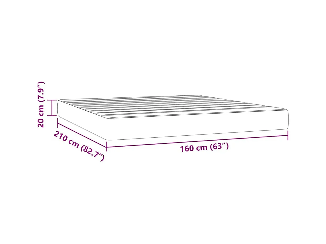 Matelas de lit à ressorts ensachés 160x210x20 cm velours