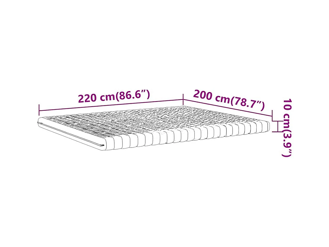 Matelas en mousse blanc 200x220 cm 7 zones dureté 20 ILD