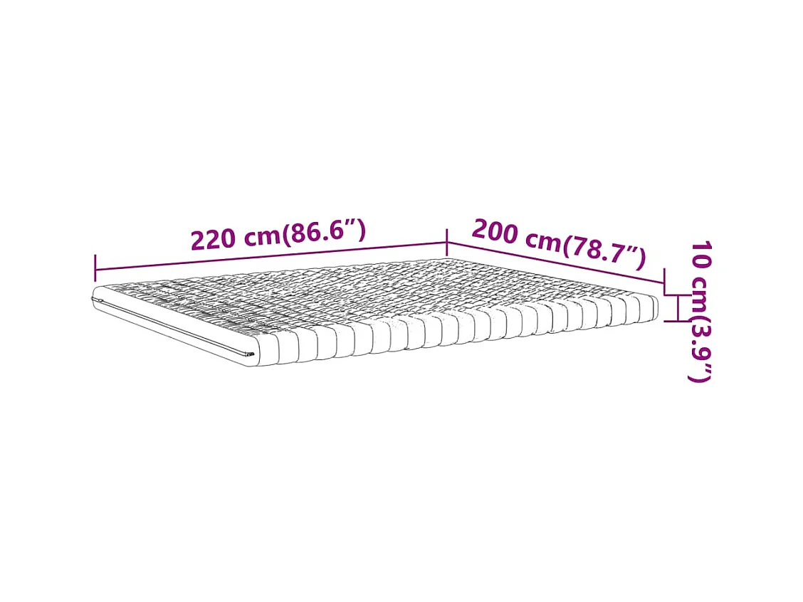 Matelas en mousse blanc 200x220 cm 7 zones dureté 20 ILD