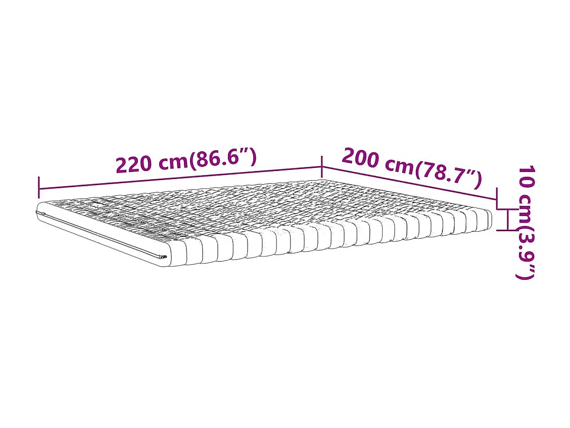 Colchón de espuma de 7 zonas dureza 20 ILD blanco 200x220 cm