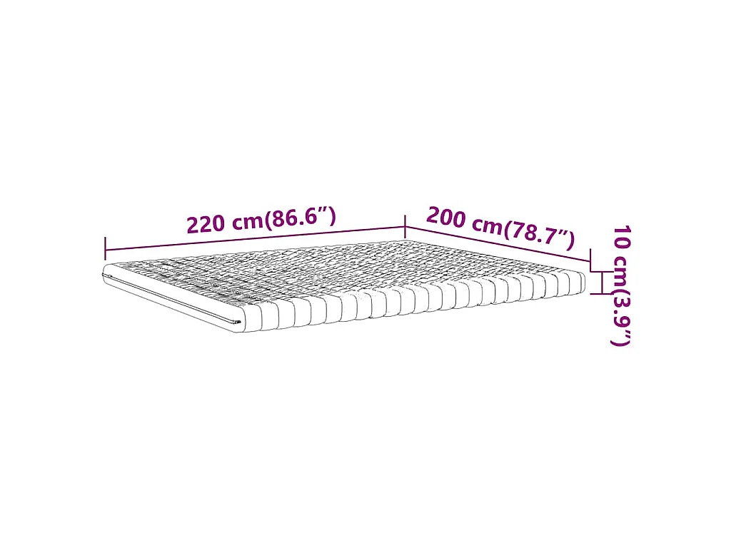 Matelas en mousse blanc 200x220 cm 7 zones dureté 20 ILD