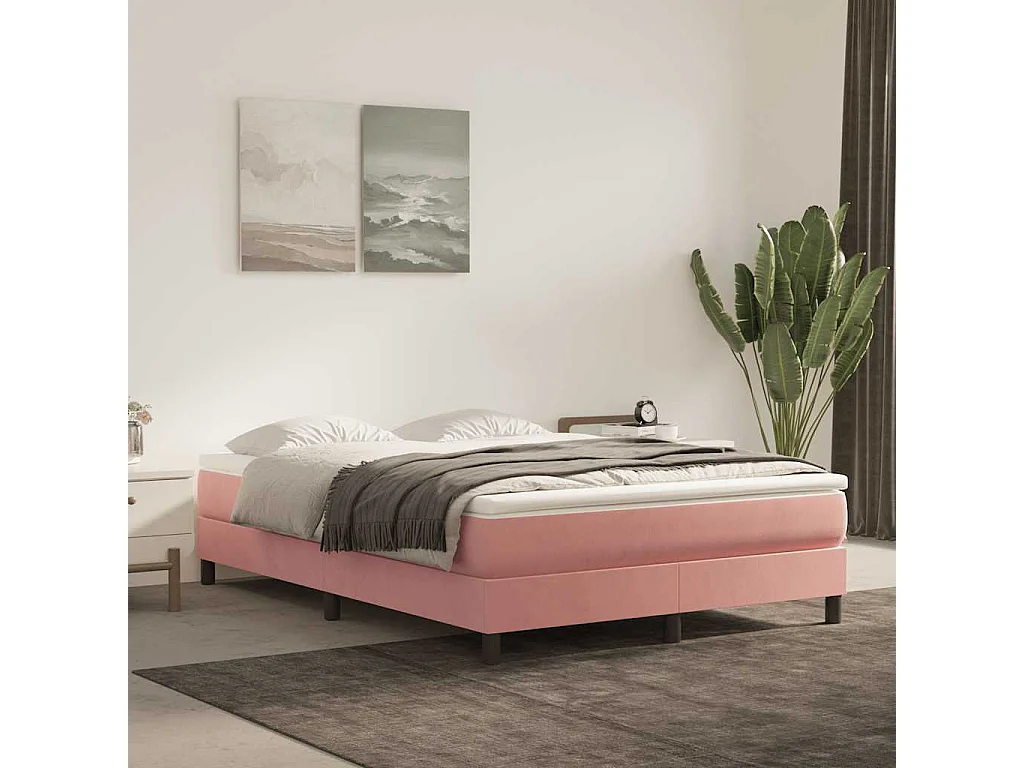 Pocketveringmatras medium 140x210x20 cm fluweel roze