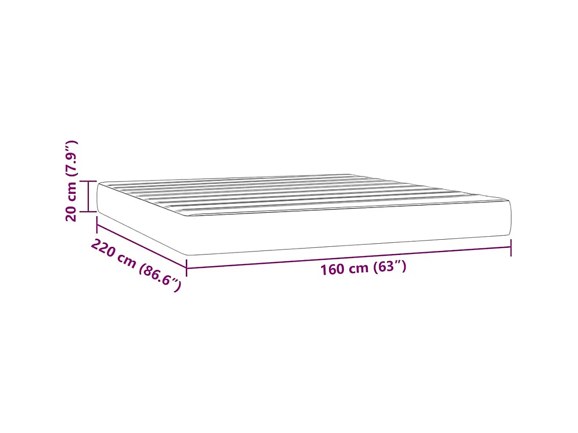 Matelas de lit à ressorts ensachés gris clair 160x220x20 cm