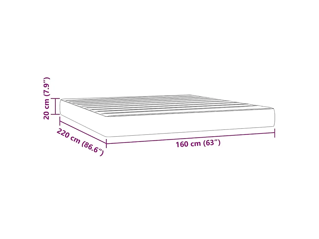 Matelas de lit à ressorts ensachés fermeté moyenne gris clair 160x220x20 cm