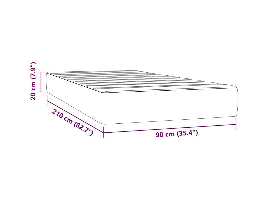 Matelas de lit à ressorts ensachés noir 90x210x20 cm velours