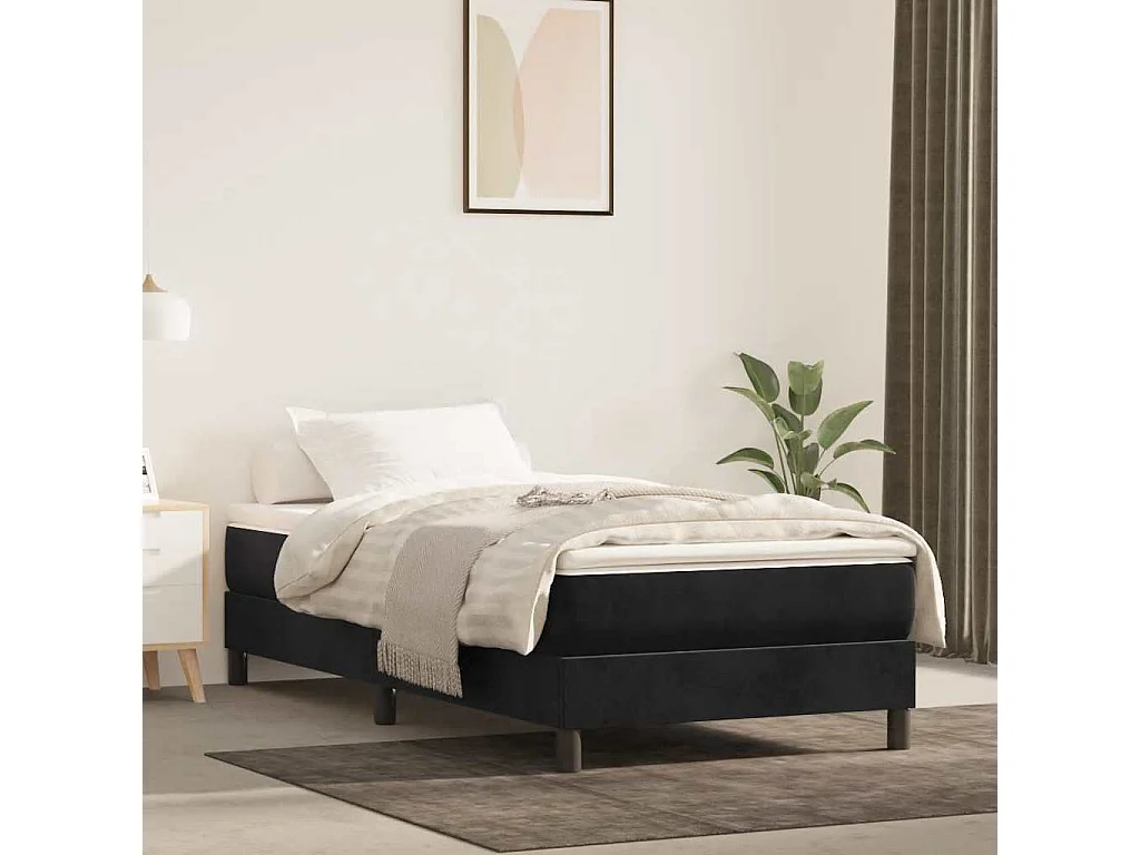 Pocketveringmatras medium 80x210x20 cm fluweel zwart