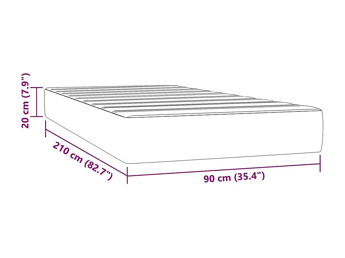 Pocketveringmatras medium 80x210x20 cm fluweel zwart