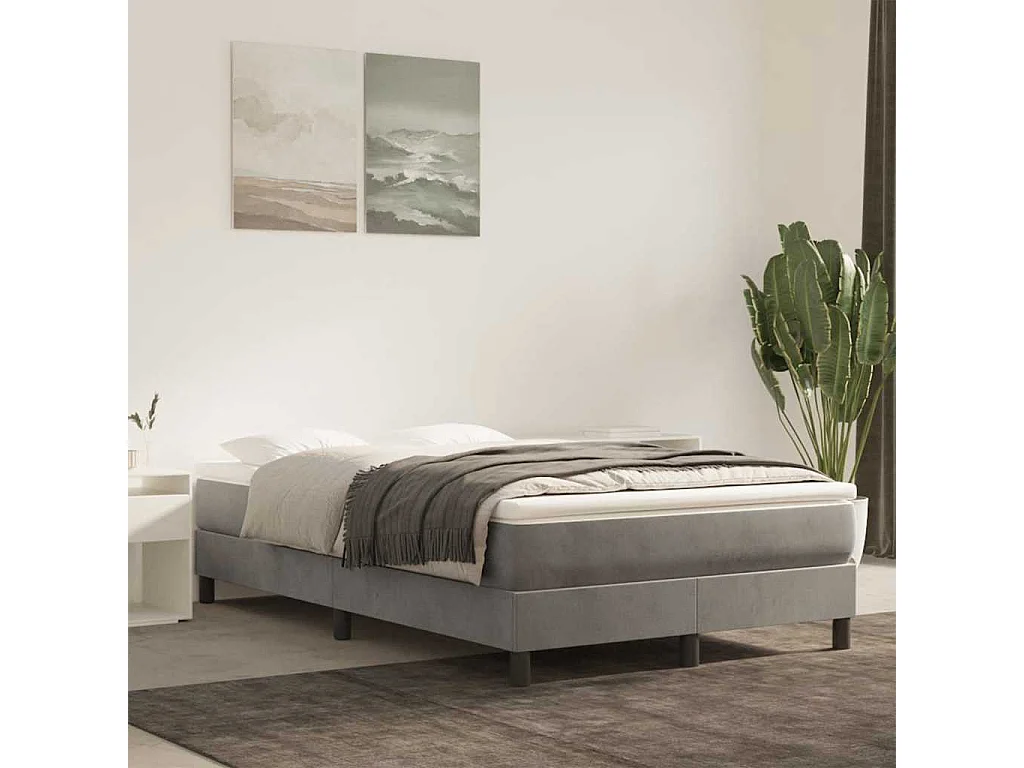 Pocketveringmatras medium 120x220x20 cm fluweel lichtgrijs