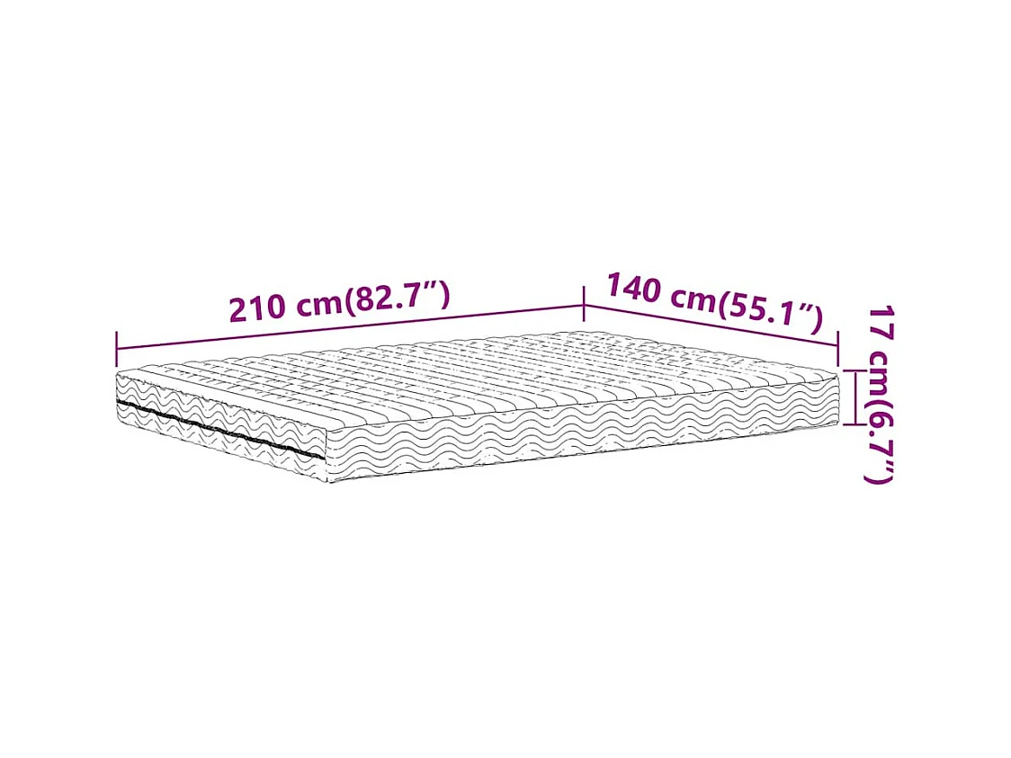 Matelas en mousse blanc 140x210 cm dureté H2 H3
