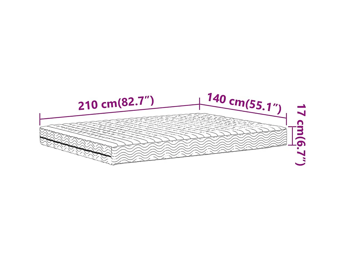 Matelas en mousse blanc 140x210 cm dureté H2 H3