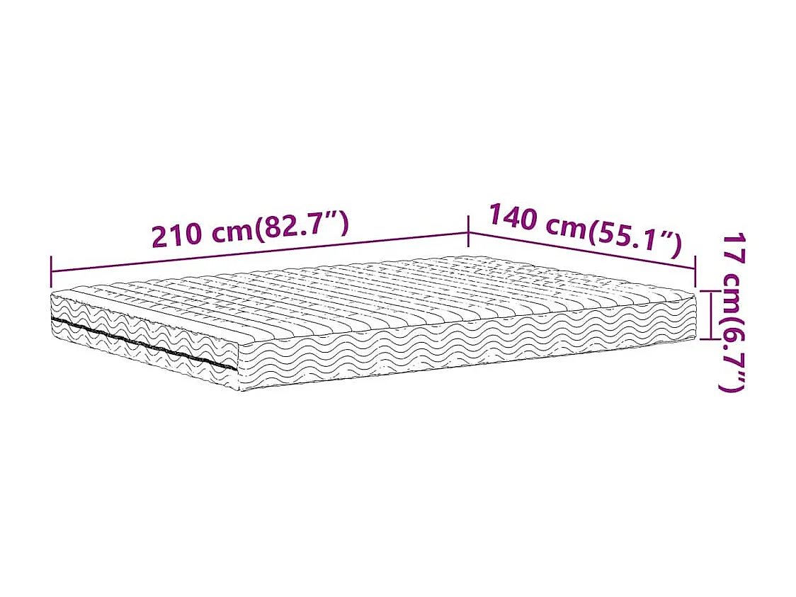 Schuimmatras hardheid H2 H3 140x210 cm wit