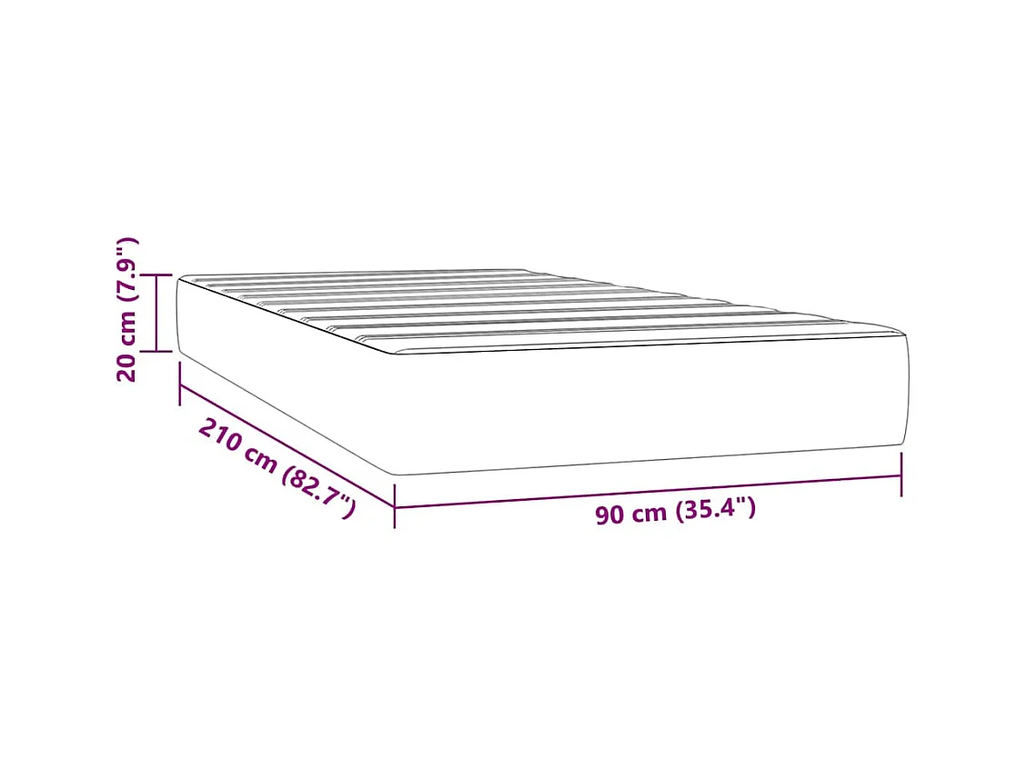 Matelas de lit à ressorts ensachés 90x210x20 cm velours