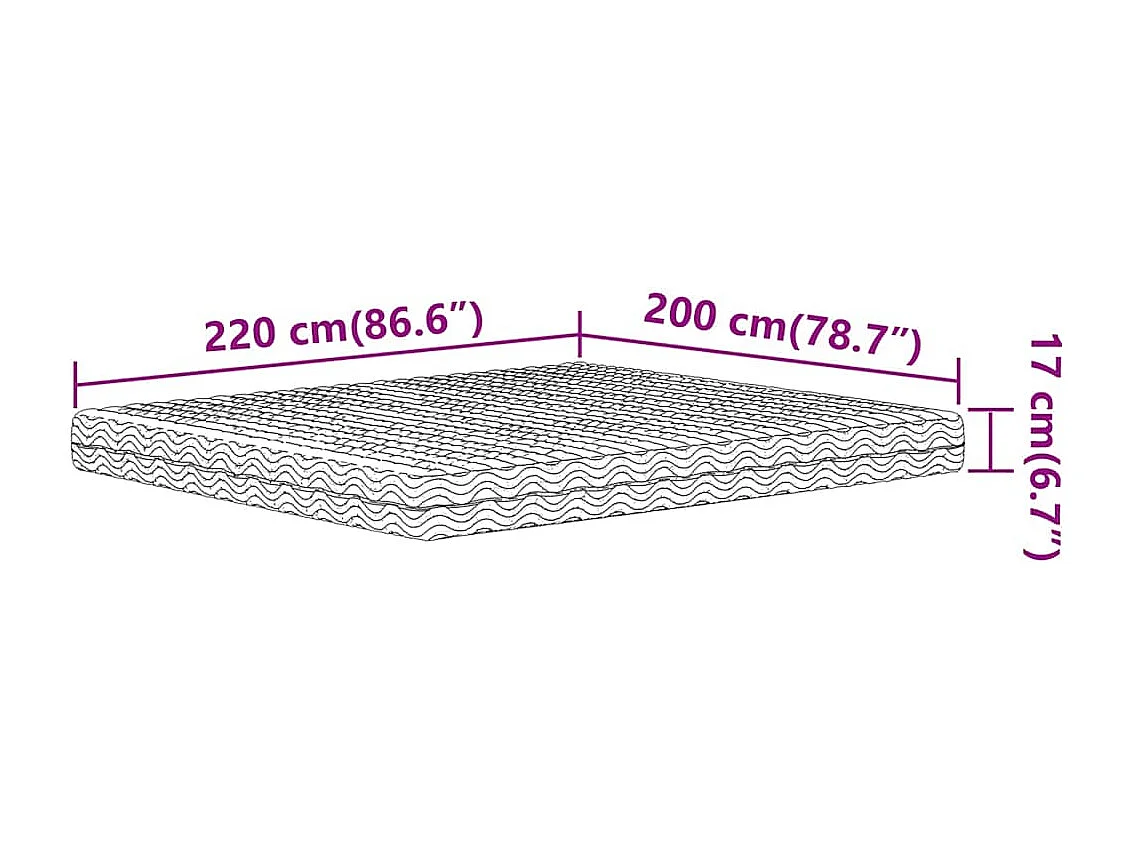 Matelas en mousse blanc 200x220 cm dureté H2 H3