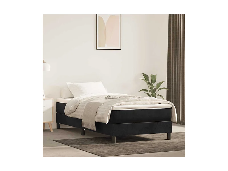 Matelas de lit à ressorts ensachés noir 80x210x20 cm velours