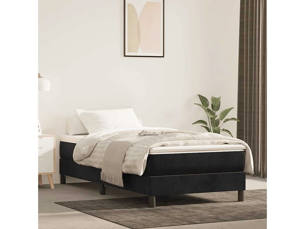 Matelas de lit à ressorts ensachés noir 80x210x20 cm velours