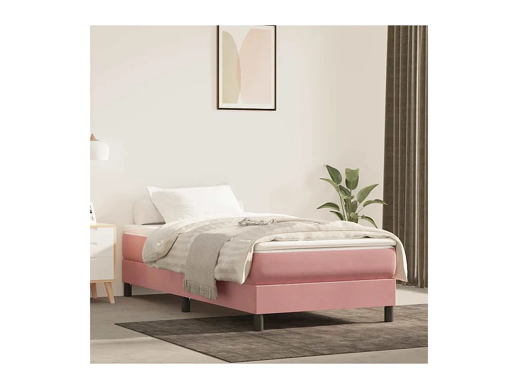 Matelas de lit à ressorts ensachés rose 90x210x20 cm velours