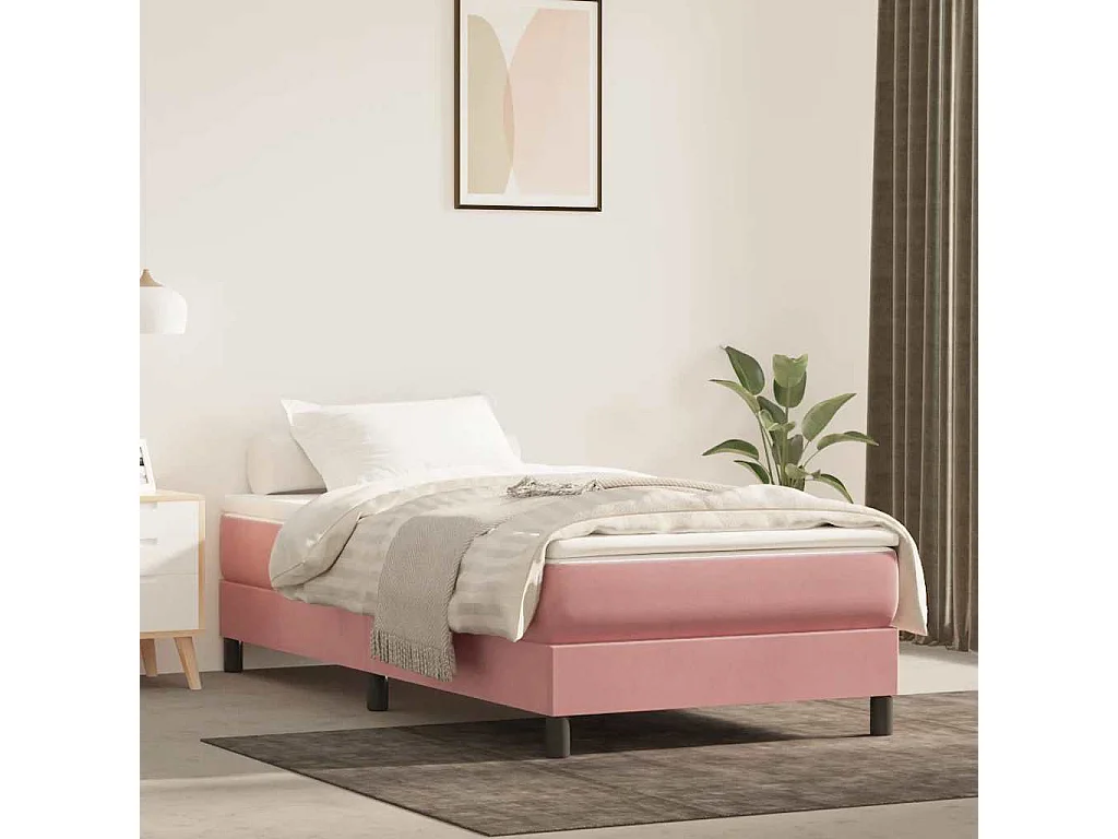 Matelas de lit à ressorts ensachés fermeté moyenne rose 90x210x20 cm velours