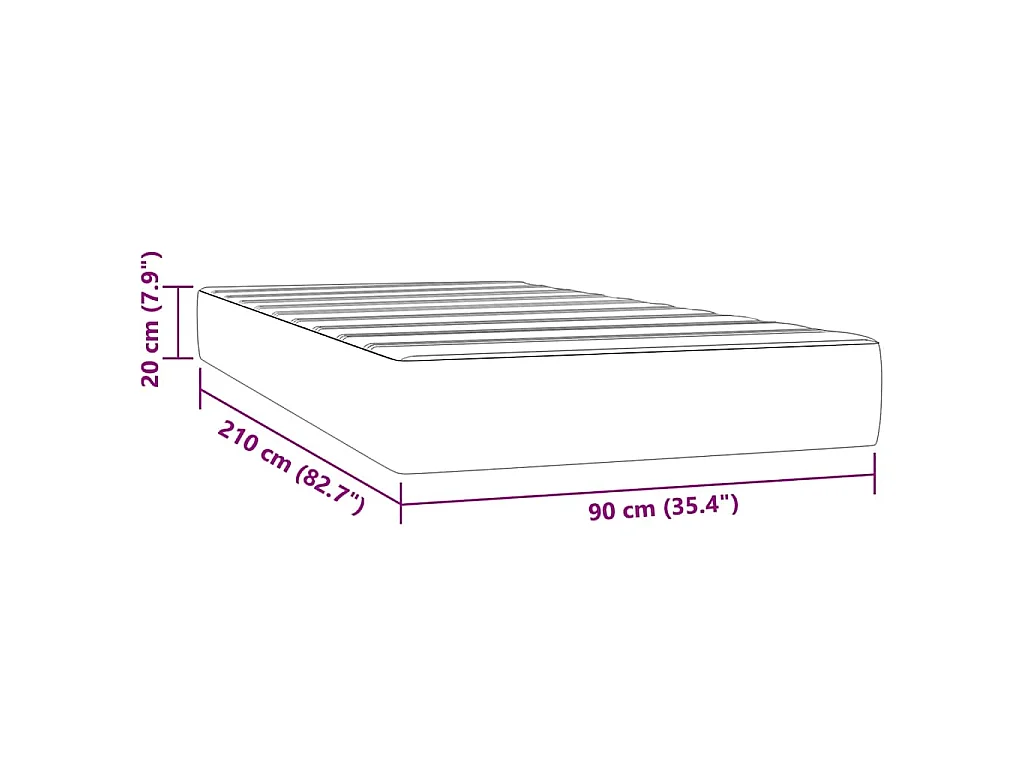 Matelas de lit à ressorts ensachés fermeté moyenne rose 90x210x20 cm velours