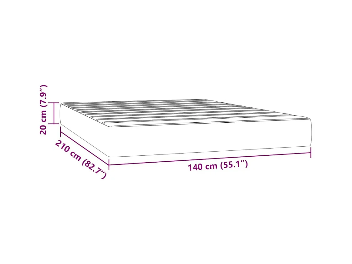 Matelas de lit à ressorts ensachés 140x210x20 cm velours