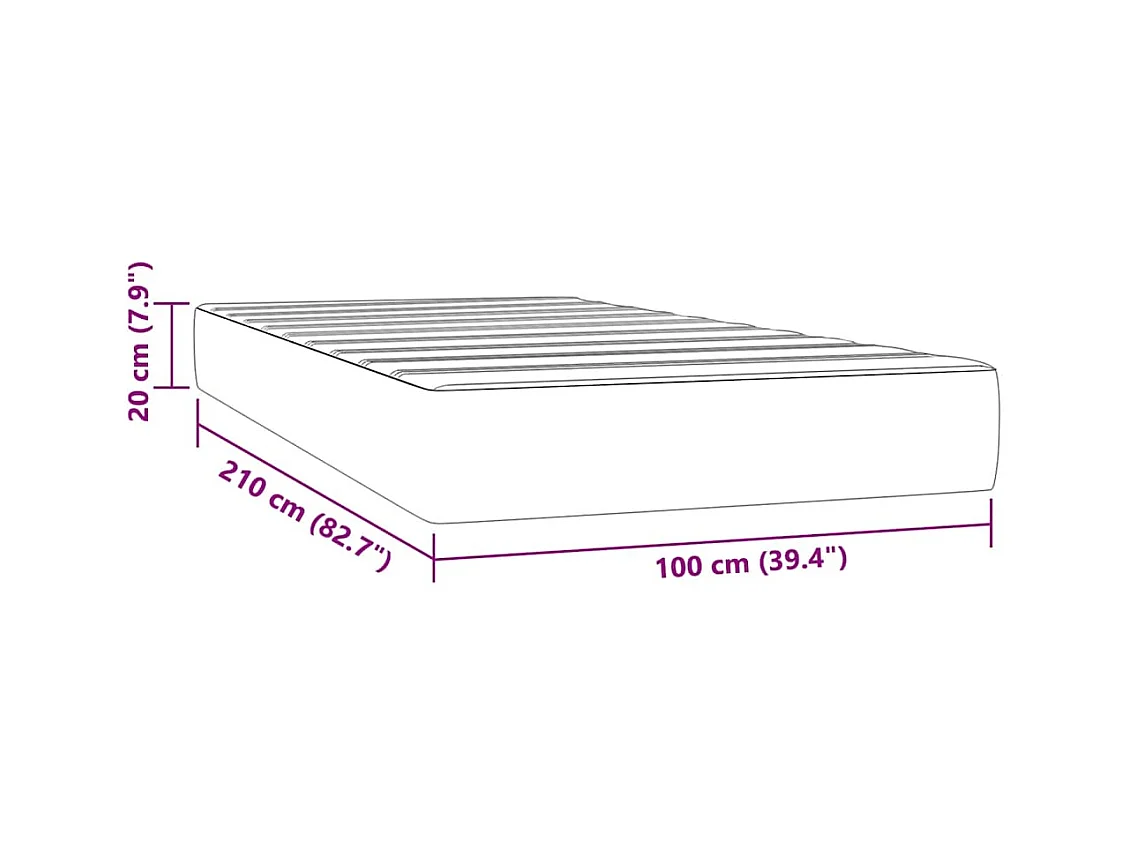 Matelas de lit à ressorts ensachés 100x210x20 cm velours