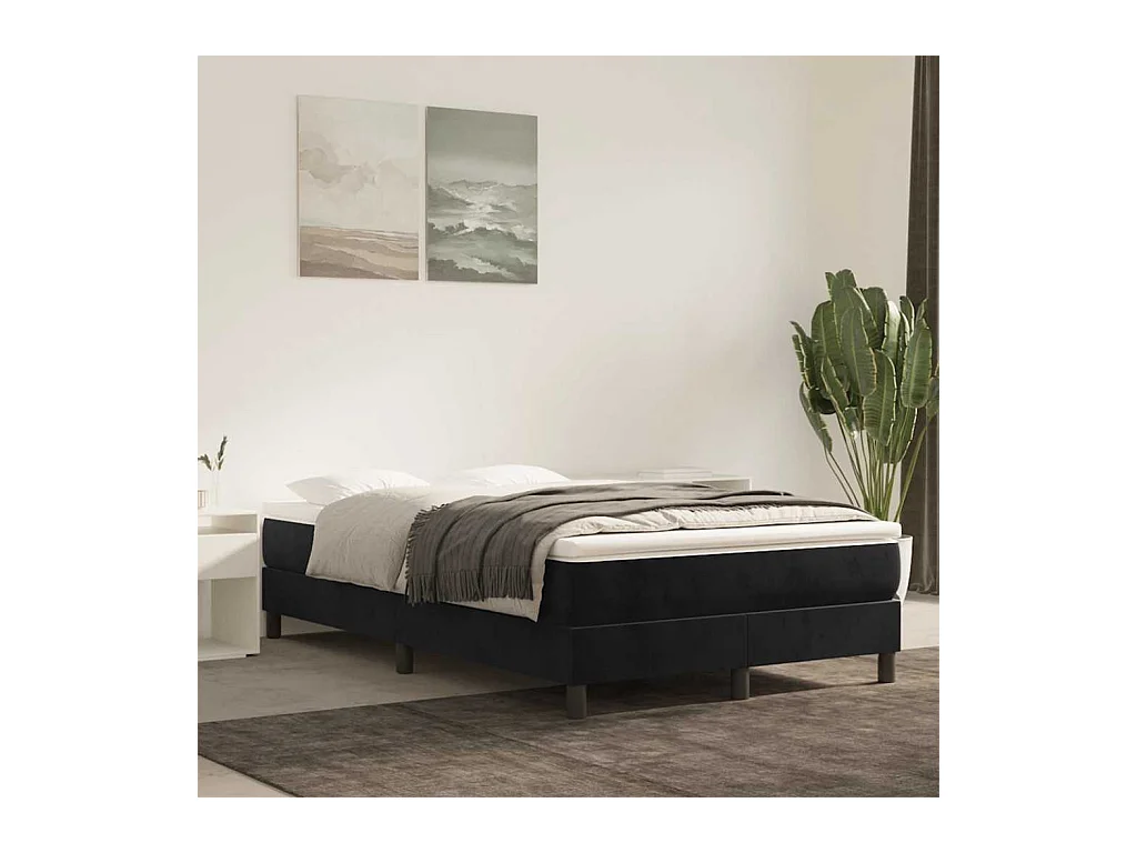 Matelas de lit à ressorts ensachés noir 120x220x20 cm velours