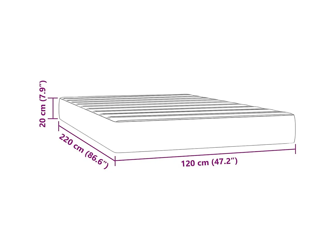 Matelas de lit à ressorts ensachés noir 120x220x20 cm velours