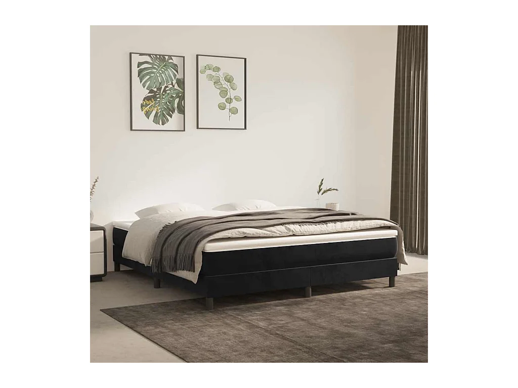 Matelas de lit à ressorts ensachés noir 160x210x20 cm velours
