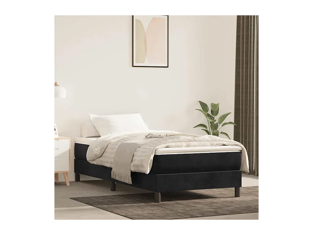 Matelas de lit à ressorts ensachés noir 100x220x20 cm velours