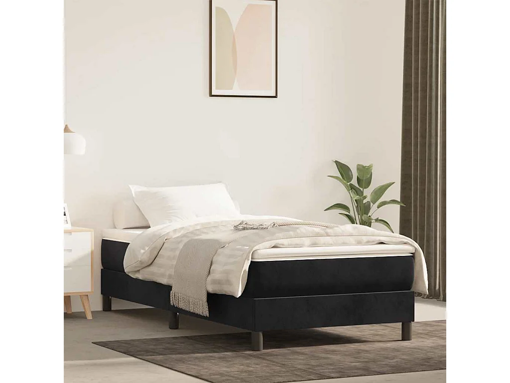 Pocketveringmatras medium 80x220x20 cm fluweel zwart
