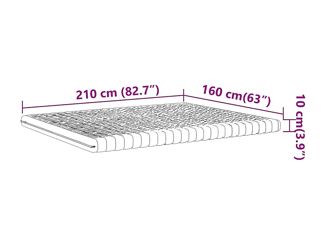 Matelas en mousse blanc 160x210 cm 7 zones dureté 20 ILD