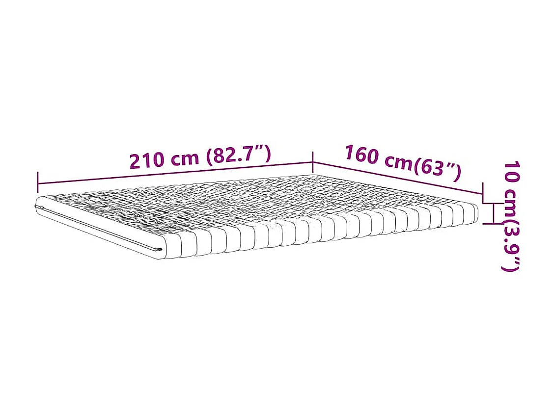Matelas en mousse blanc 160x210 cm 7 zones dureté 20 ILD